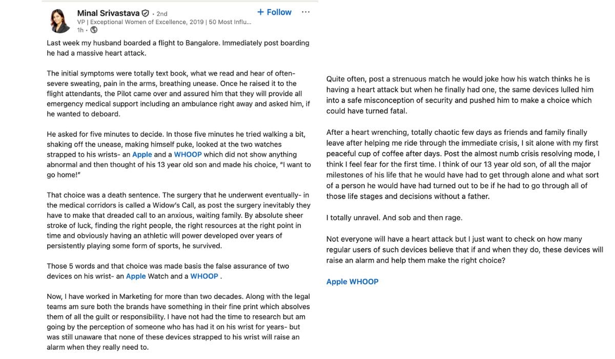Minal Srivastava's LinkedIn post.