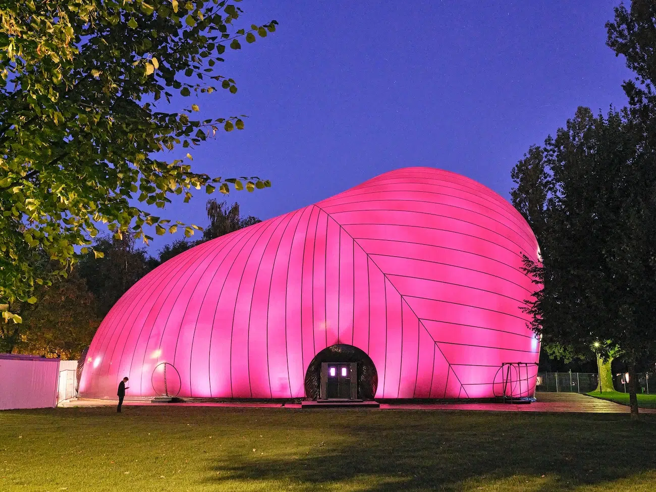 Anish Kapoor and the late architect Arata Isozaki's mobile concert hall, "Ark Nova," set up during the Lucerne Festival in Switzerland.
