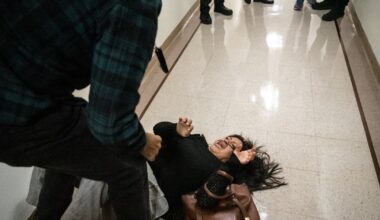 Ice officer ‘relieved of his duties’ after video shows him pushing woman to floor – The Irish Times