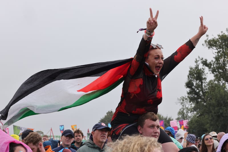 Linda Kelly from Rush enjoying Kneecap on Saturday. Photograph: Alan Betson