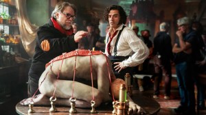 Guillermo del Toro and Oscar Isaac on the set of Frankenstein