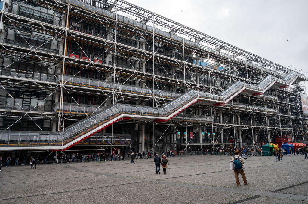 The Georges-Pompidou National Center for Art and Culture (CNAC) or Beaubourg is a multidisciplinary establishment entirely dedicated to modern and contemporary creation (plastic arts, books, drawing, music, live performance, cinema) in Paris, France, on November 11, 2024. Centre Pompidou will close its doors from 2025 to 2030 for major renovation work. (Photo by Riccardo Milani / Hans Lucas / Hans Lucas via AFP) (Photo by RICCARDO MILANI/Hans Lucas/AFP via Getty Images)
