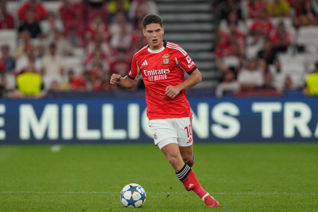 Georgiy Sudakov of SL Benfica in action during UEFA