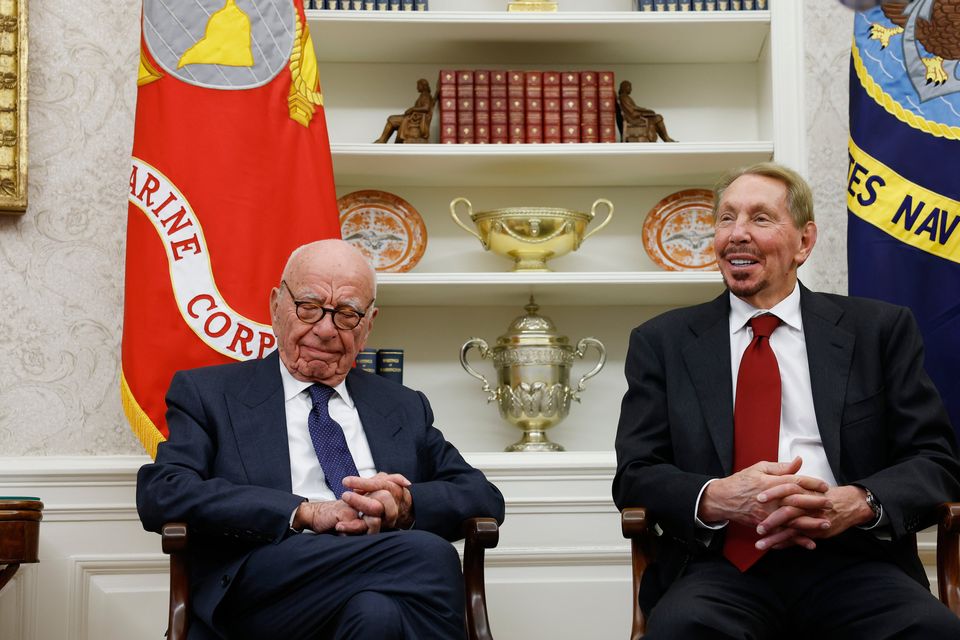 Ellison with Australian media magnate Rupert Murdoch. Photo: Getty