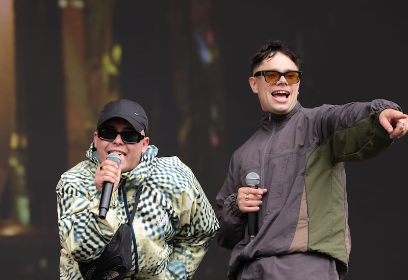 Kneecap drew a huge crowd at the Main Stage. Photograph: Alan Betson
