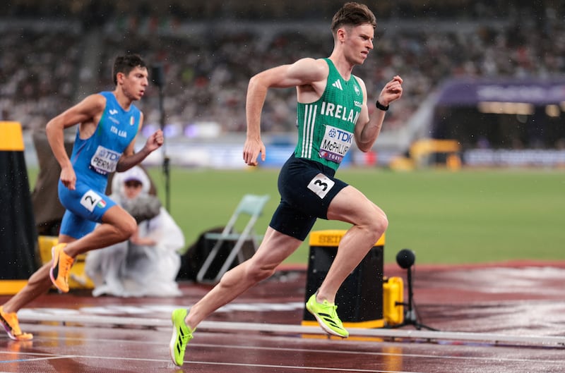 Ireland’s Cian McPhillips on his way to winning the semi-final and setting a national record. Photograph: Morgan Treacy/Inpho