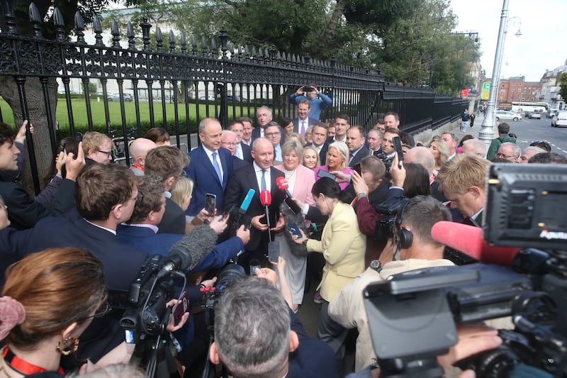 “I think this will be the toughest competition that I’ve ever been involved in.” Jim Gavin emerges victorious from Fianna Fáil's presidential candidate selection vote on Tuesday. Photograph: Collins 