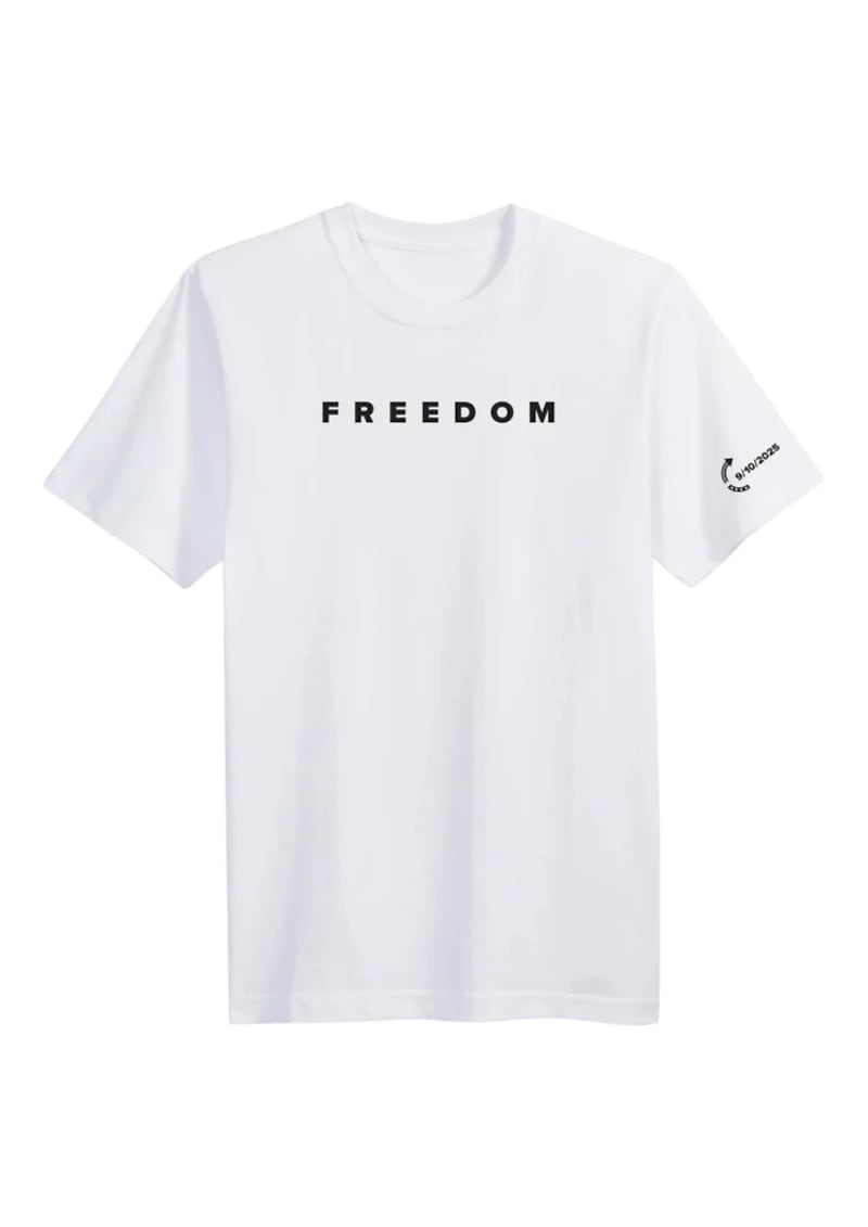 The official Freedom T-shirt. Photograph: The Charlie Kirk Store
