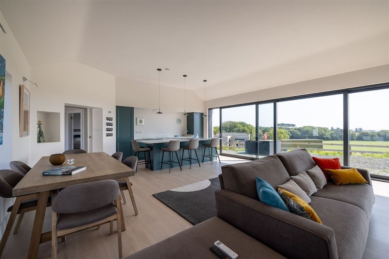 Kitchen, dining and living area