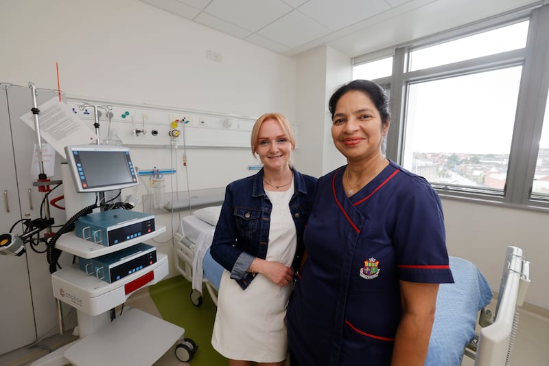 Heart transplant patient Ewa Mikuta with Tomcy Baby, a post-cardiac transplant clinical nurse specialist who looked after her. Photograph: Alan Betson

