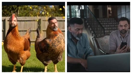 In a new CRED ad, cousins Bobby Deol and Abhay Deol entertain fans as animated chickens. Their playful banter and the absurdity of the ad have sparked laughter, with viewers requesting a follow-up featuring their legendary brother, Sunny Deol. 