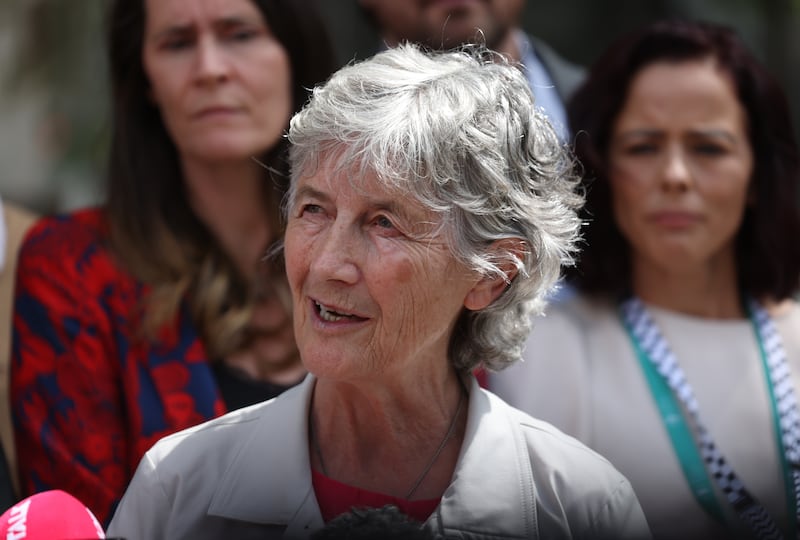 Catherine Connolly outside Leinster House. Photograph: Bryan O'Brien