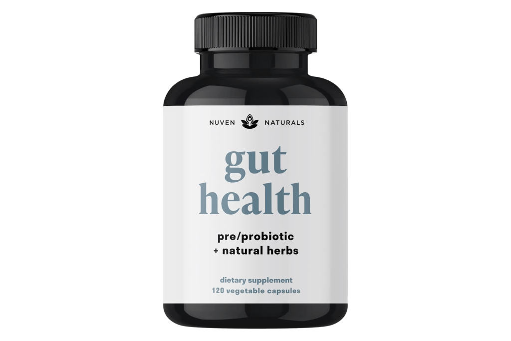 Nuven Naturals All-in-One Gut Health with Probiotics, Prebiotics and Digestion-Supporting Herbs