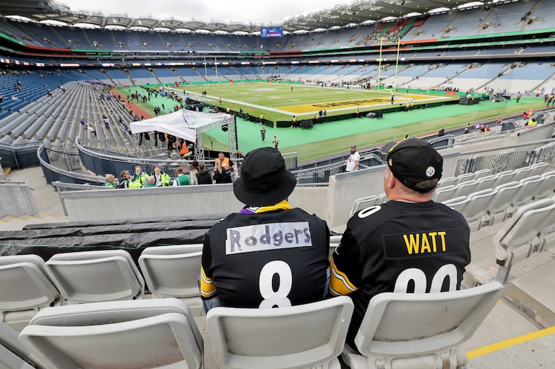 Fans at Croke Park ahead of the Pittsburgh Steelers vs Minnesota Vikings game. Photograph: Inpho/Laszlo Geczo