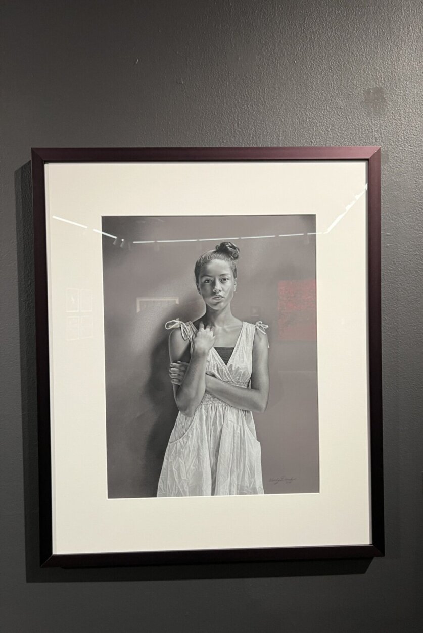 artwork hangs in a gallery