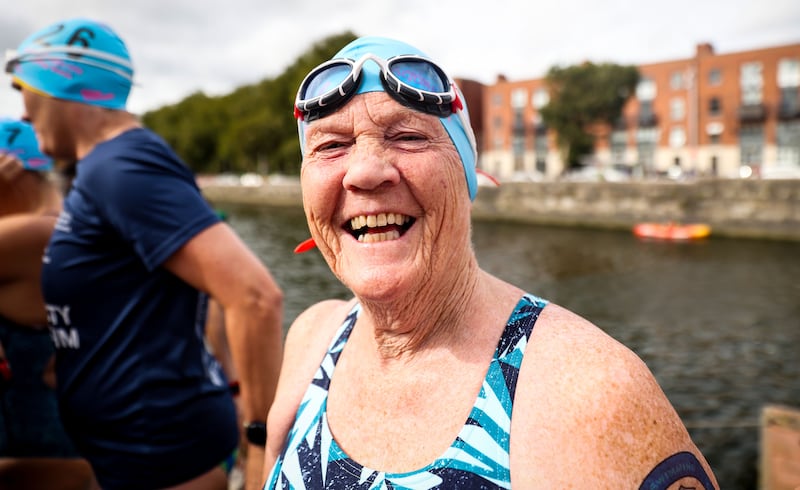 Marie Kelly marked her 77th Birthday by participating in the Liffey Swim. Photograph: Nick Elliott/Inpho