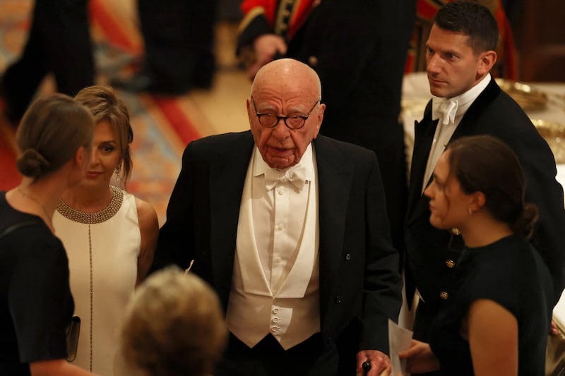 Media mogul Rupert Murdoch arrives at the banquet. Photograph: Phil Noble/PA Wire 


