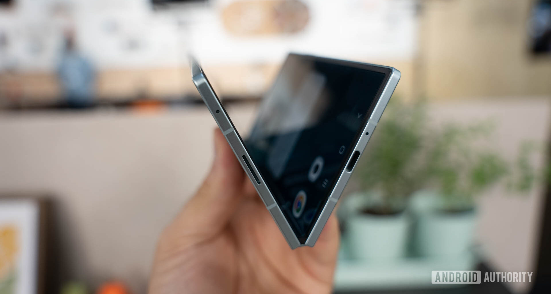 Samsung Galaxy Z Fold 7 in V formation held in hand