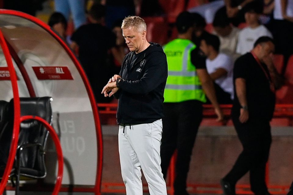 Time running out? Ireland head coach Heimir Hallgrimsson during the World Cup qualifying clash with Armenia at Vazgen Sargsyan Republican Stadium in Yerevan. Photo: Stephen McCarthy/Sportsfile
