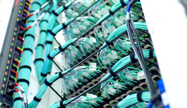 Wires connecting to computer servers