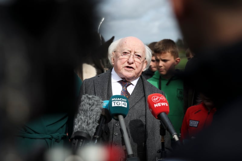 President of Ireland Michael D. Higgins, and his wife Sabina, at The National Ploughing Championships at Tullamore, Co Offaly. Photograph: Dan Dennison