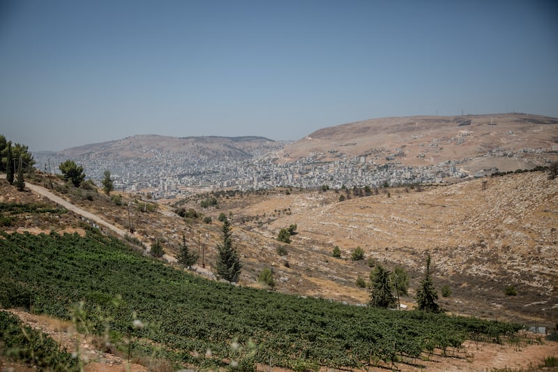 A view of the Palestinian city of Nablus from the settlement of Elon Moreh. Photograph: Sally Hayden