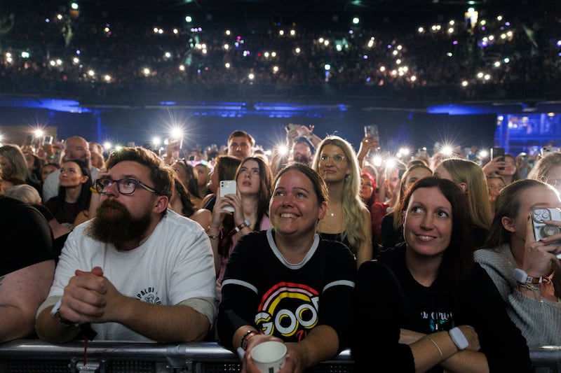 The front row crowd at Lewis Capaldi in the 3Arena, Dublin. Photograph: Dan Dennison