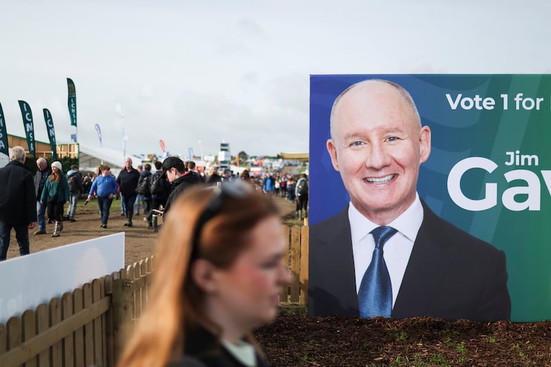 Fianna Fáil presidential candidate Jim Gavin holds a press conference at The National Ploughing Championships at Tullamore, Co Offaly. Photograph: Dan Dennison