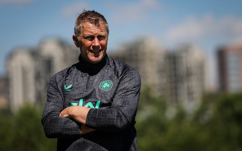 Ireland manager Heimir Hallgrímsson oversees training on Monday in Yerevan. Photograph: Ryan Byrne/Inpho