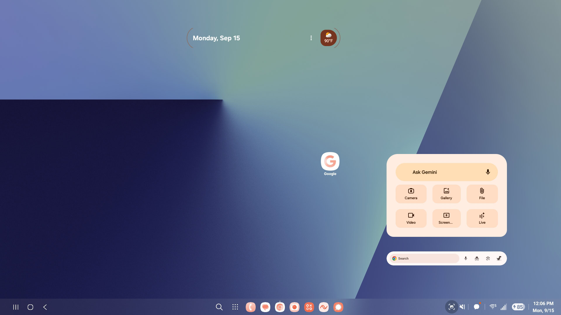 Widgets added to Samsung DeX home screen on One UI 8