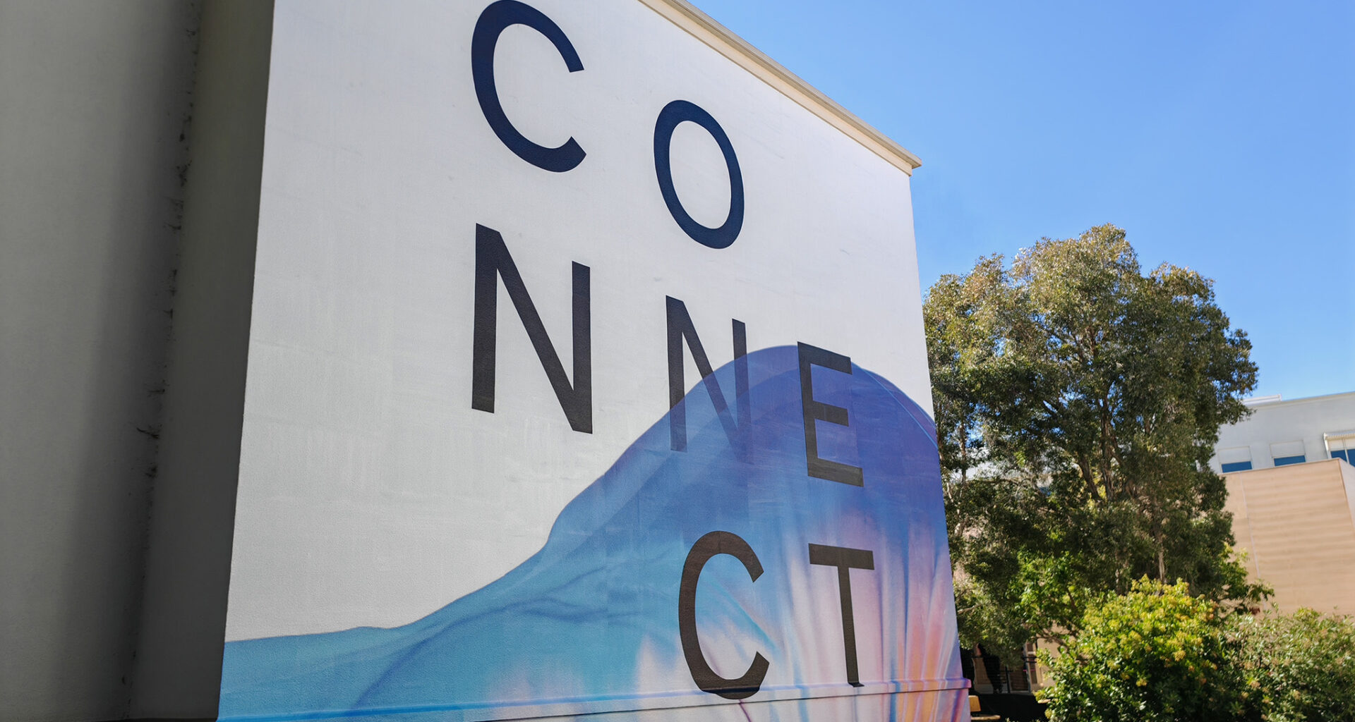 A Meta Connect sign painted on a building at Meta HQ