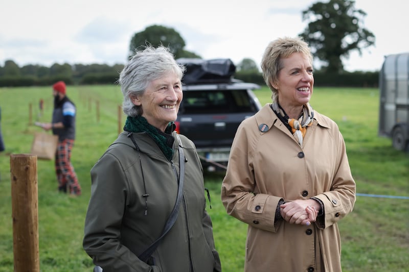 Labour Party leader Ivana Bacik Presidential candidate and TD for Galway West, Catherine Connolly at the National Ploughing Championships at Tullamore, Co Offaly. Photograph: Dan Dennison