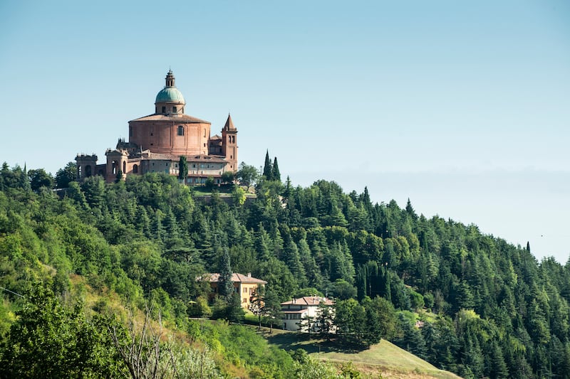 The Santuario di San Luca, an 18th-century church with views over the countryside near Bologna. Photograph: Susan Wright/New York Times