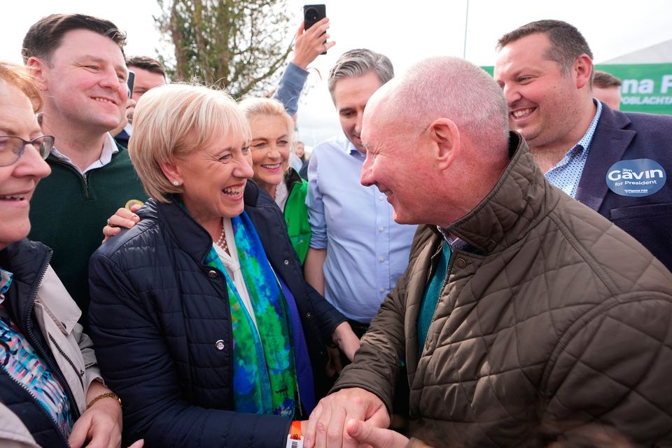 Presidential candidates Heather Humphreys and Jim Gavin bumped into each other at the National Ploughing Championships. Photo: PA