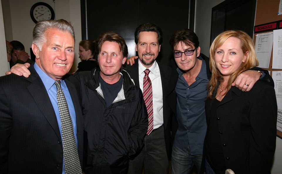 Martin Sheen with family Emilio Estevez, Ramon Estevez, Charlie Sheen and Renee Estevez. Photo: Getty