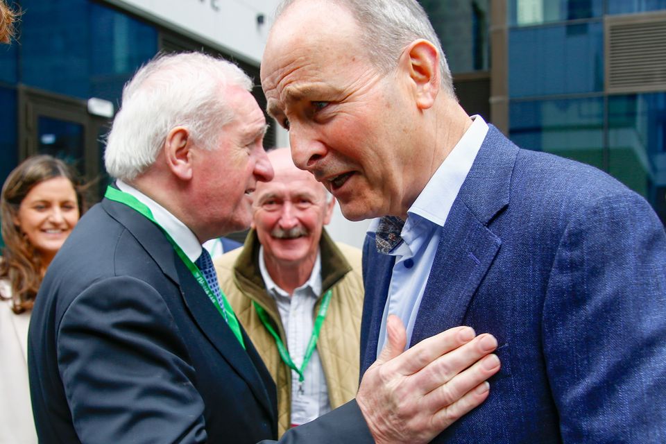 Former taoiseach Bertie Ahern with Fianna Fáil leader Micheal Martin at the party ard fheis last year. Photo: PA