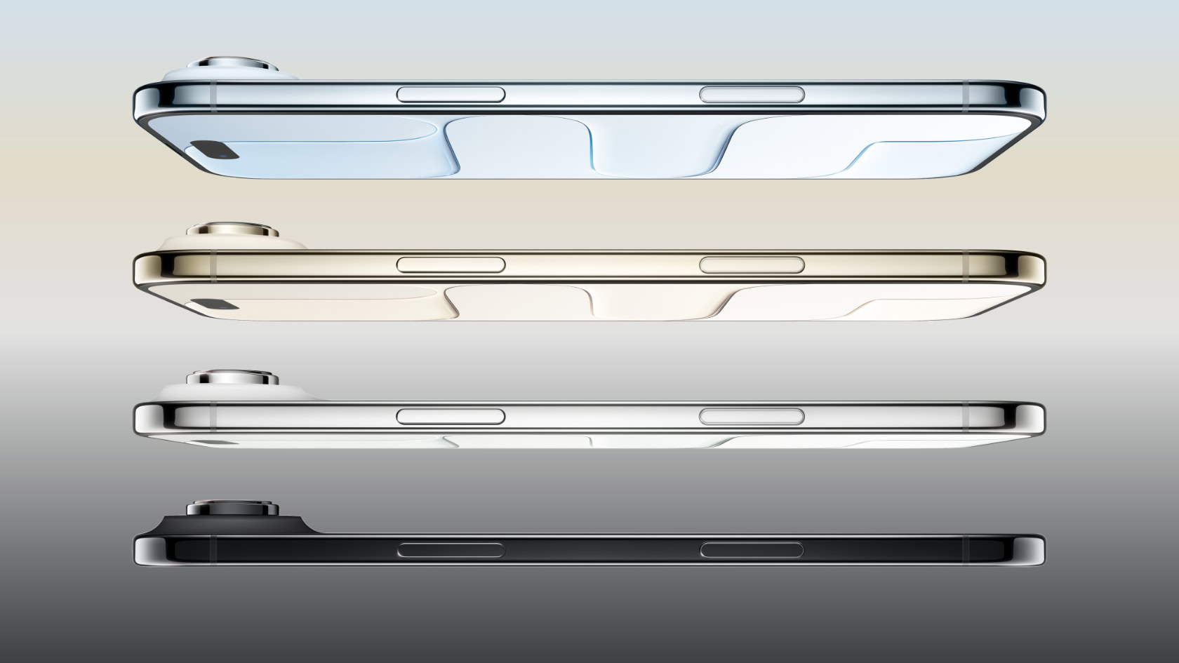 A side view of the iPhone Air in all four colors.