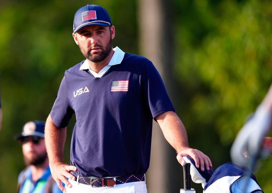 Scottie Scheffler of Team United States during the morning foursome