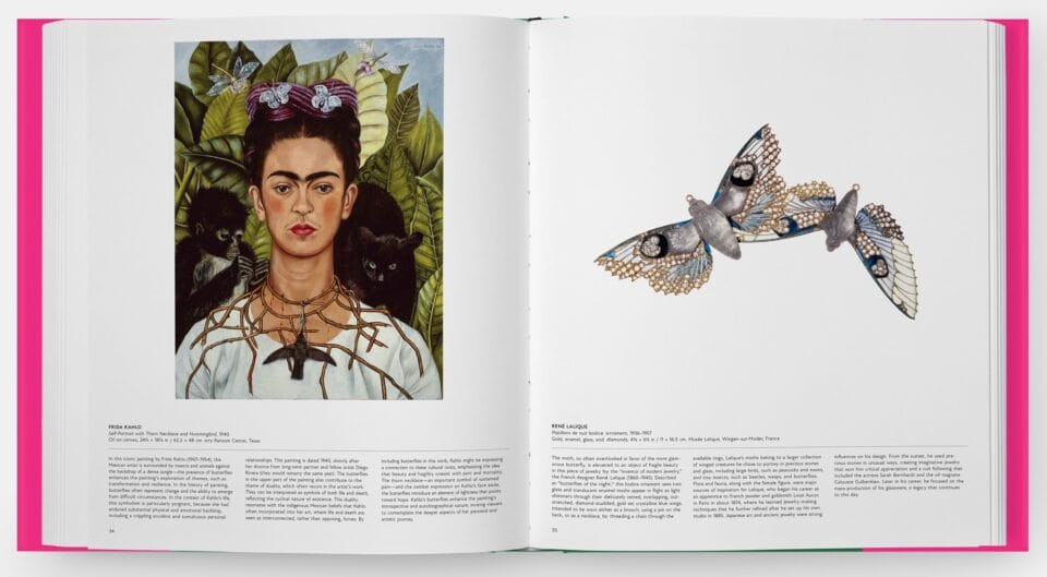 a spread from the book 'Butterfly: Exploring the World of Lepidoptera,' featuring illustrations and artworks of butterflies