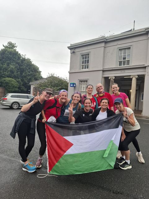 Runners came together for the Gaza solidarity run on Sunday. Photo: Jennie Cotter