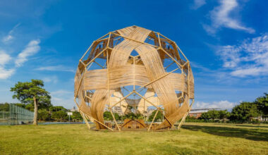 bamboo spherical installation by cheng tsung feng shapes meeting dome in taiwan