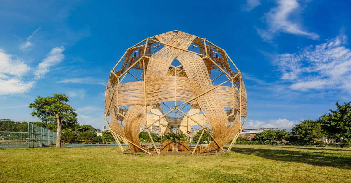 bamboo spherical installation by cheng tsung feng shapes meeting dome in taiwan