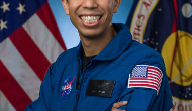 NASA astronaut Chris Williams poses for an official portrait at the agency’s Johnson Space Center in Houston.