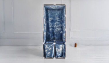 modular brass grid chair replicates coreless exoskeleton skyscrapers