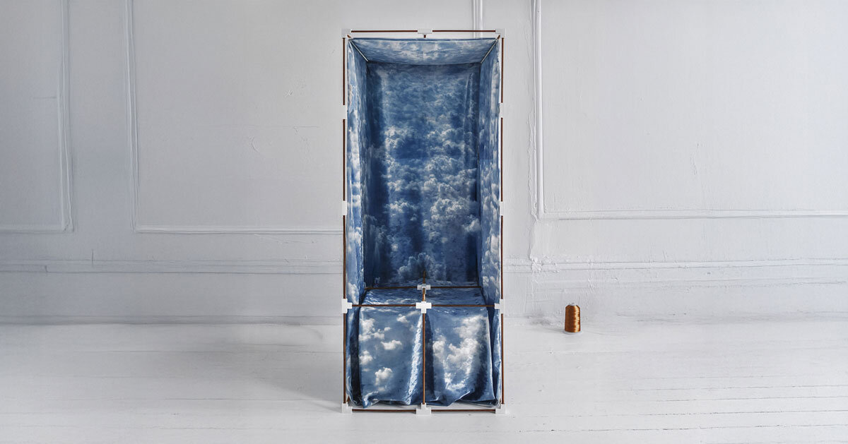 modular brass grid chair replicates coreless exoskeleton skyscrapers