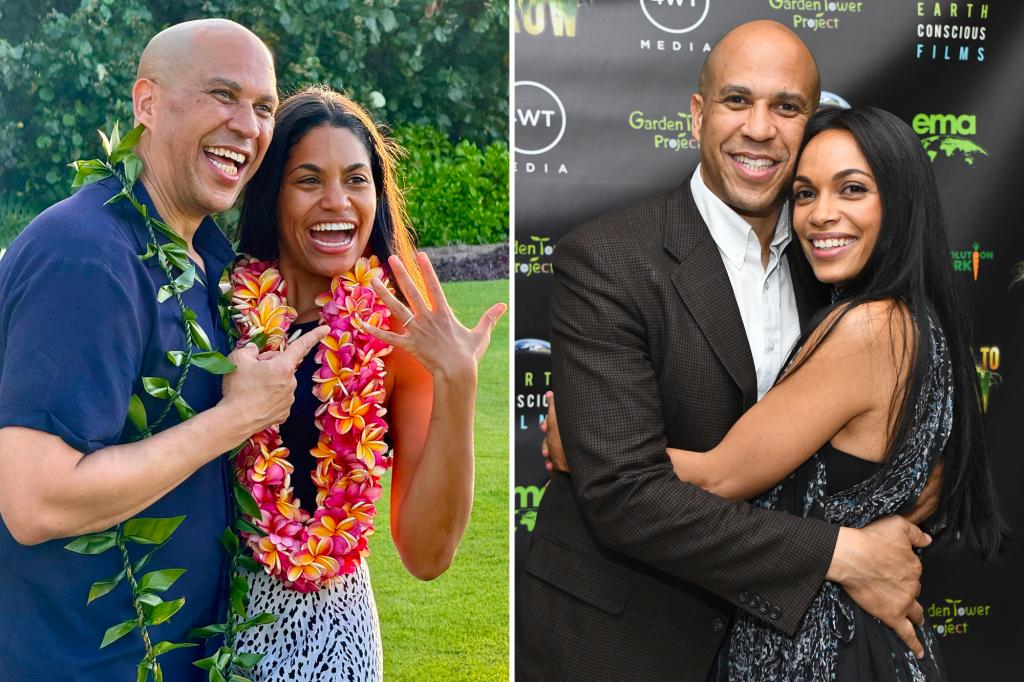 Cory Booker gleefully announces engagement to Rosario Dawson look-alike girlfriend