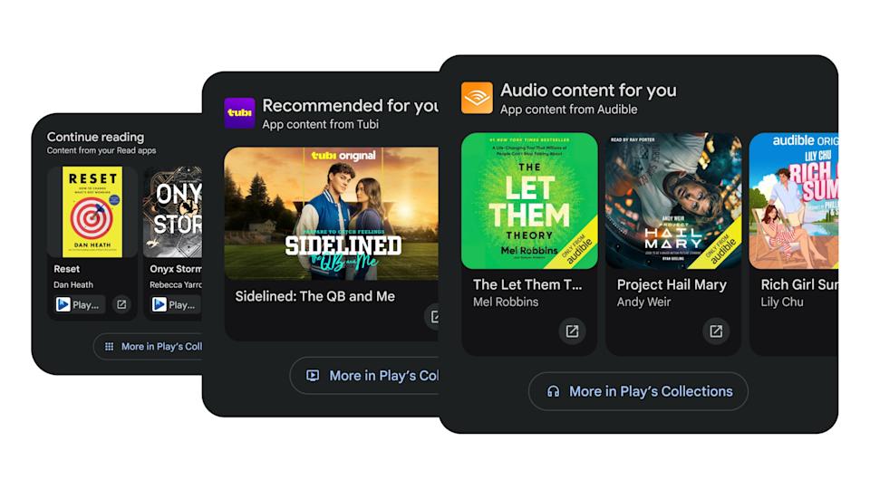 The book recommendations, video recommendations, and audiobook recommendations that can appear in the You Tab.