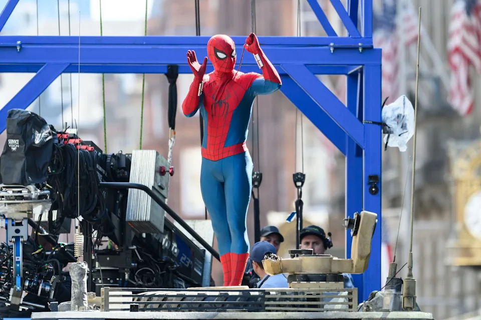 Tom Holland is seen on the set of 'Spider-Man: Brand New Day'.<p><a href="https://www.gettyimages.com/detail/news-photo/tom-holland-is-seen-on-the-set-of-spider-man-brand-new-day-news-photo/2227870857" rel="nofollow noopener" target="_blank" data-ylk="slk:MEGA&sol;GC Images;elm:context_link;itc:0;sec:content-canvas" class="link ">MEGA&sol;GC Images</a></p>