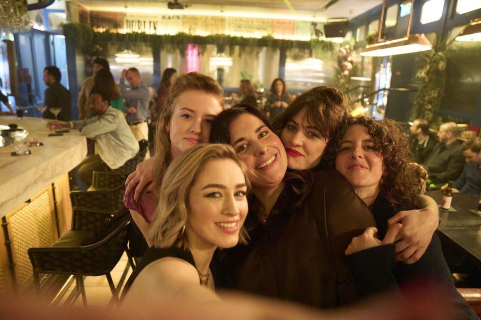 Co-writer Stefanie Preissner (centre) with the cast of ‘The Walsh Sisters’, Máiréad Tyers, Danielle Galligan, Caroline Menton and Louisa Harland. Photo: RTÉ/Enda Bowe