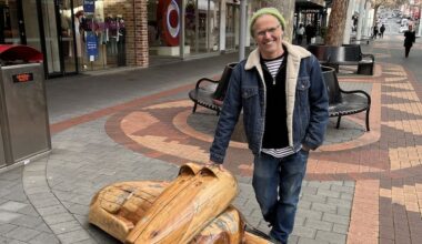 Meet Patrick Hall, the artist behind the dog, fish and pig in Hobart's Elizabeth Street Mall